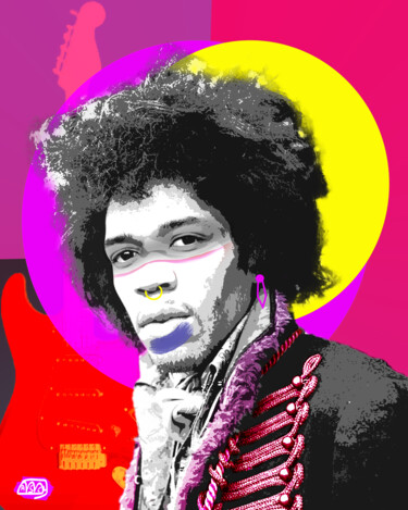 Digitale Kunst mit dem Titel "Jimi Hendrix 3 - Se…" von Marzia Schenetti, Original-Kunstwerk, Digitale Malerei