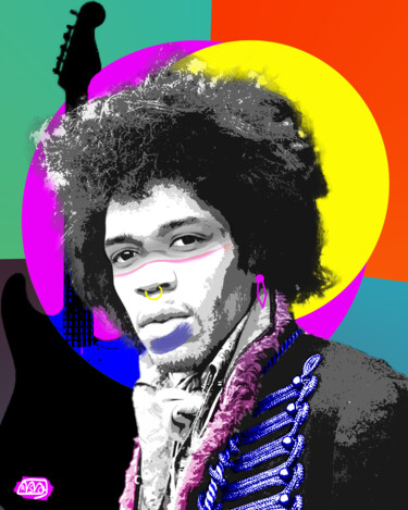 Цифровое искусство под названием "Jimi Hendrix 4 - Se…" - Marzia Schenetti, Подлинное произведение искусства, Цифровая живоп…