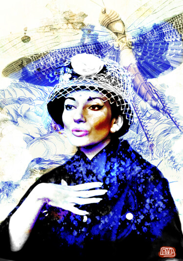 Digitale Kunst mit dem Titel "Maria Callas" von Marzia Schenetti, Original-Kunstwerk, Digitale Malerei