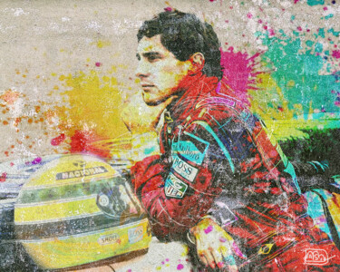 Digitale Kunst getiteld "Ayrton Senna" door Marzia Schenetti, Origineel Kunstwerk, Digitaal Schilderwerk