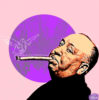 「Alfred Hitchcock」というタイトルのデジタルアーツ Marzia Schenettiによって, オリジナルのアートワーク, デジタル絵画