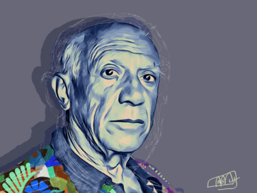 Digital Arts titled "Pablo Picasso - Ser…" by Marzia Schenetti, Original Artwork, Digital Painting