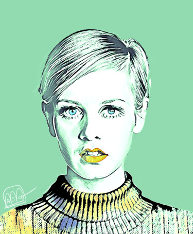 Digital Arts titled "Twiggy" by Marzia Schenetti, Original Artwork, Digital Painting