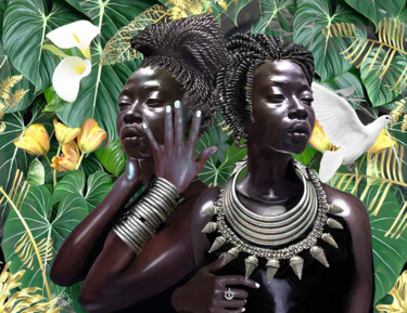 Digitale Kunst getiteld "black sister" door Masa Zodros, Origineel Kunstwerk, Foto Montage