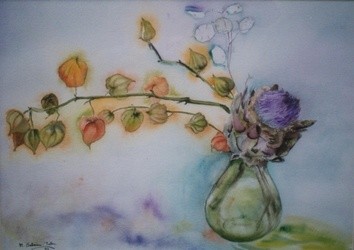 Peinture intitulée "fleur d'artichaut" par Maryse Salaun-Talec, Œuvre d'art originale