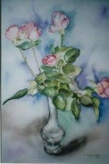 Painting titled "les roses de mon ja…" by Maryse Salaun-Talec, Original Artwork