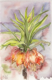 Painting titled "fritillaires" by Maryse Salaun-Talec, Original Artwork