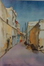 Painting titled "La médina à Monastir" by Maryse Salaun-Talec, Original Artwork