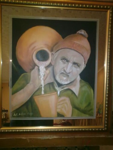 Peinture intitulée "porteur d'eau" par Aha, Œuvre d'art originale, Huile