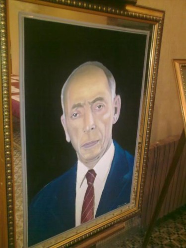 Schilderij getiteld "mr le president de…" door Aha, Origineel Kunstwerk, Olie