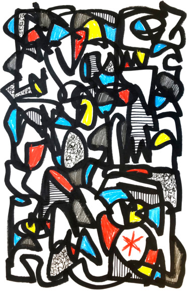 Painting titled "DESSIN AUTOMATIQUE…" by Mascarade, Original Artwork, Ink