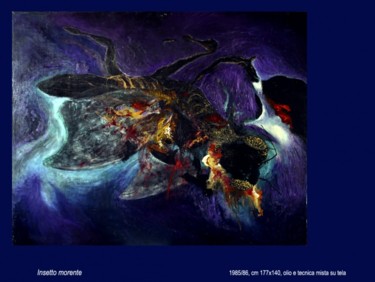 Pittura intitolato "insetto morente" da Antimo Mascaretti, Opera d'arte originale, Olio