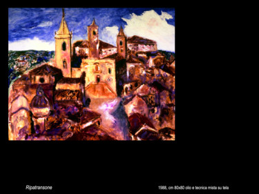 Pittura intitolato "Ripatransone" da Antimo Mascaretti, Opera d'arte originale, Olio