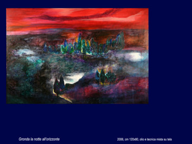 Pittura intitolato "gronda la notte all…" da Antimo Mascaretti, Opera d'arte originale, Olio