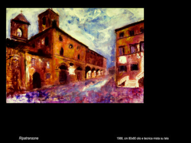 Pittura intitolato "Ripatransone" da Antimo Mascaretti, Opera d'arte originale, Olio