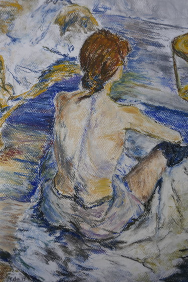 Peinture intitulée "TRAVAIL SUR FEMME À…" par Serge Elie, Œuvre d'art originale, Pastel