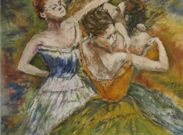 Tekening getiteld "E comme Degas" door Serge Elie, Origineel Kunstwerk, Pastel Gemonteerd op Karton