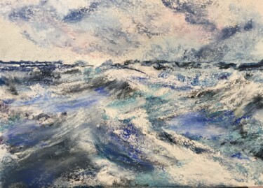 Drawing titled "VAGUES" by Serge Elie, Original Artwork, Pastel Mounted on Cardboard