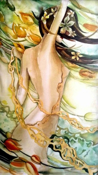 Painting titled ""Весна"" by Mariia Chernova, Original Artwork, Fabric Mounted on Wood Stretcher frame
