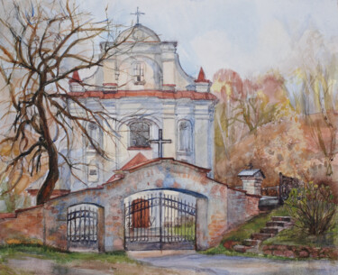 Рисунок под названием "Catholic church" - Masha Neverova, Подлинное произведение искусства, Акварель