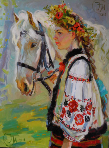 Painting titled "Housewife" by Masha Poljakova, Original Artwork, Oil