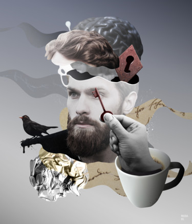 Estampas & grabados titulada "Coffee No.2" por Mariia Khramova, Obra de arte original, Trabajo Digital 2D