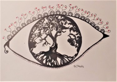 Dessin intitulée "Oeil de vie" par Mashanty, Œuvre d'art originale, Graphite