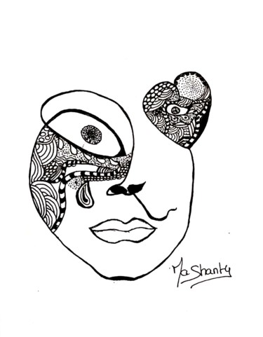 Dessin intitulée "Ecoute ton coeur" par Mashanty, Œuvre d'art originale, Graphite