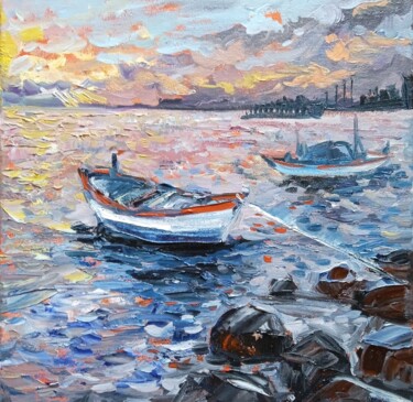 Pintura titulada "Days at sea2" por Mariia Tkachenko, Obra de arte original, Oleo