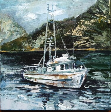 Malerei mit dem Titel "Days at sea4" von Mariia Tkachenko, Original-Kunstwerk, Öl