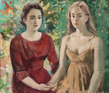 Картина под названием "Sisters. Double por…" - Egorova Maria, Подлинное произведение искусства, Масло