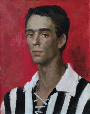Portrait in red Painting titled "Portrait in red" by Egorova Maria, Original Art, Oil