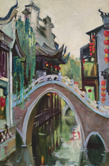 Картина под названием "Bridges of Chinese…" - Egorova Maria, Подлинное произведение искусства, Масло