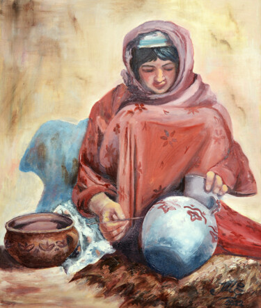 Peinture intitulée "Дочь гончара" par Mashurova, Œuvre d'art originale, Huile Monté sur Châssis en bois