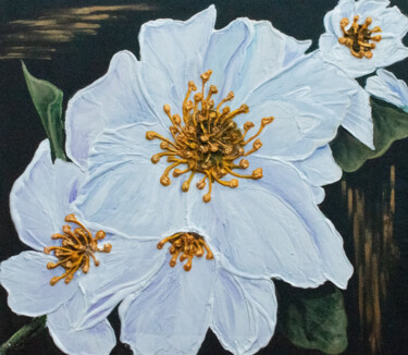 Картина под названием "Цветы (белые)" - Mashurova, Подлинное произведение искусства, Акрил