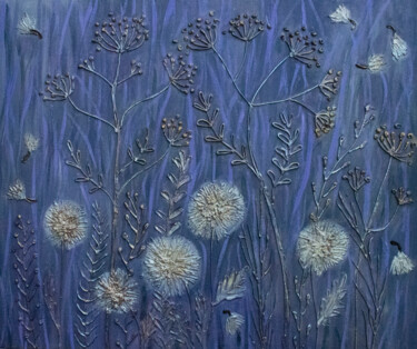 Картина под названием "Травы и одуванчики" - Mashurova, Подлинное произведение искусства, Акрил Установлен на Деревянная рам…