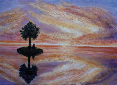 Картина под названием "Золотой закат" - Mashurova, Подлинное произведение искусства, Акрил Установлен на Деревянная рама для…
