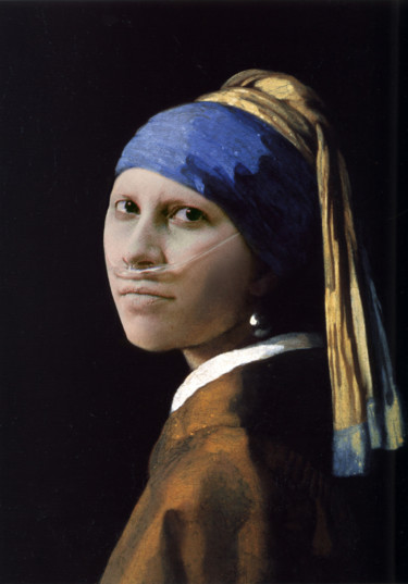 Arte digital titulada "My girl with pearl…" por Massimiliano Maddalena, Obra de arte original, Foto-montaje