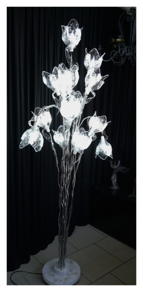 Lampadaire panoramique 14 tulipes Design intitulée "Lampadaire panorami…" par Jean Luc Masini, Œuvre d'art originale, Verre