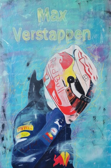 Painting titled "Verstappen" by Ma$K, Original Artwork, Acrylic Mounted on Wood Stretcher frame