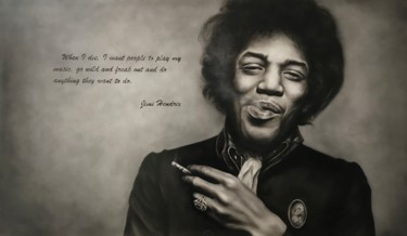 Painting titled "Jimi Hendrix" by Maria Oleynik, Original Artwork, Airbrush