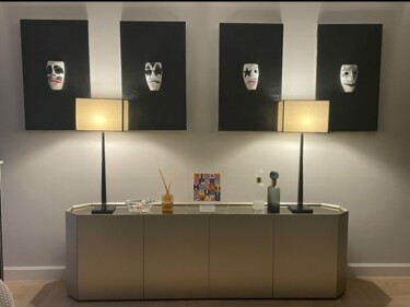 Collages intitulée "Opera Kiss Mask" par Maskiconthone Gianluca Paba, Œuvre d'art originale, Bois