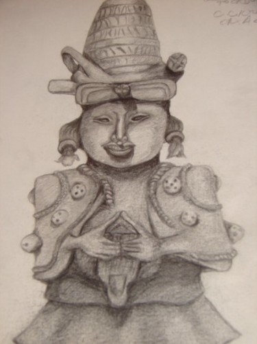 Drawing titled "dios azteca" by M A S K O, Original Artwork