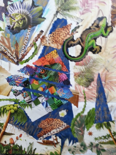 Collagen mit dem Titel "Welcome in jungle" von Brigitte Anna Henny, Original-Kunstwerk