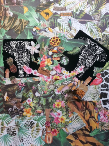 Collagen mit dem Titel "MaMMut  weDDing" von Brigitte Anna Henny, Original-Kunstwerk