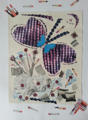 Colagens intitulada "LippStick" por Brigitte Anna Henny, Obras de arte originais