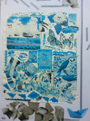 Collages titled "Blue ParaDies" by Brigitte Anna Henny, Original Artwork