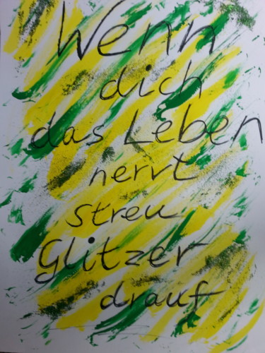 Collagen mit dem Titel "GOOD LuCK...." von Brigitte Anna Henny, Original-Kunstwerk