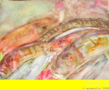 Peinture intitulée "Etal du poissonnier" par Masmoulin, Œuvre d'art originale