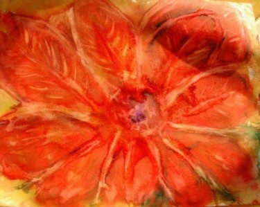 Peinture intitulée "Fleur rouge" par Masmoulin, Œuvre d'art originale